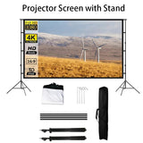 Projector Stand 100/120in Portable Projection 16:9 4K HD Rear Front Projections Movies Screen with Carry Bag