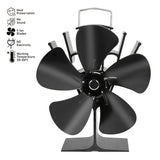 1pc 5 Blades Heat Powered Wood Stove Fan Large Air Volume Fireplace Fan Log Wood Burner Eco-Fan Quiet Home Efficient Heat Distribution Lucky Fireplace Fan  Non Electric Fan For Wood, Thermoelectric Fan Halloween Christmas Gift Fall Winter Essential