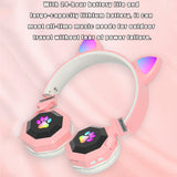 Flash Light Cute Cat Ears Bluetooth 5.0 Wireless Headphone with Mic LED Kids Girsl Stereo Music Phone Headset Sports Earphone