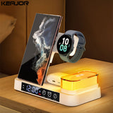 Wireless Charger 3 in1 S23 S22 S21 Ultra 30W Fast Charging Station Watch 5/5 Pro/4 Chargers Stand New Alarm Clock Night Light