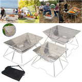 Stainless Steel Fire Pit Folding Wood Burning Stove with Carrying Bag for Garden Outdoor Cooking Barbecue Camping Picnic