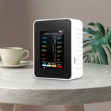 6 in 1 PM2.5 PM10 HCHO TVOC Detector CO CO2 Formaldehyde Monitor Home Office Air Quality Tester,White