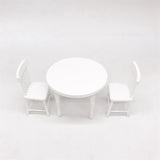 3Pcs/Set 1:12 Miniature Furniture White Wooden Dining Table With 2 Chairs Dollhouse Decorations Accessories