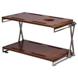 Double Layer Wooden Outdoor Folding Table - Multifunctional Portable for Camping, Hiking, Barbecue