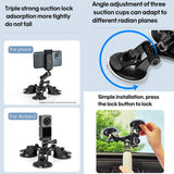Tri-leg Suction Cup Mount Sports Adapter Clip & Fixed Screw for i Phone GoPro 12/11/10/9/8/7 Insta360 Action Camera