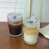 450Ml Transparent Bubble Milk Tea Cup Juice Glass Milk Morning Cup With Lid And Straw