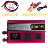 5000W Pure Sine Wave Inverter 12V/24V/48V/60V/72V High Power LED Display Converter Car Solar Energy Inversor Voltage Converters