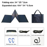 100W Foldable Solar Panel with Dual USB + DC Output - Portable Charger for Outdoor Travel, Hiking, Camping. Power Supply in Foldable Bag.