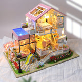 1pc Dollhouse Miniature With Furniture,DIY Dollhouse Kit Mini Modern Villa Model, Fall Farmhouse Room Decor, Xmas Home Decor