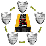 6000W Car LCD Display DC 12V To 110/220V Power Converter With Dual USB Ports And AC Outlets Inverter