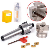 1Pc MT3-FMB-Shank 50mm Face End Mill CNC Milg Cutter + 4Pcs APMT1604 Inserts with Wrench and Box for Plate Cutting Pi