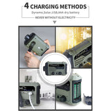AM/FM Radio, Multi-functional Reading Lamp, Flashlight with SOS Alarm - Solar Charging 2000mAh Power Bank for Outdoor Emergency