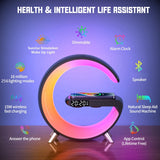 Wireless Charger Bluetooth Speaker Projection Lamp RGB Night Light Digital Alarm Clock For Sleeping Bedroom-EU Plug
