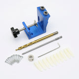 Pocket Hole Puncher Jig Kit Angle Drill Guide Set Wood Hole Saw Step Drill Bits For Wood Working Joinery Punch Locator Tools