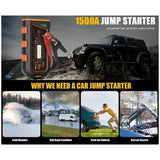 Car Jump Starter 12V Portable Bank Battery Booster Charger Starting Device for Up to 7.0L Gas and 4.5L Diesels Engines