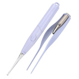 Professional LED Children Earpick Earwax Remover Tweezers Set Health Care Tool (Purple) Luminous Pick Ear Cleaner