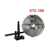 4 Jaw Lathe Chuck 80mm/100mm/125mm K72- 80/K72- 100/K72- 125 Independent 1pcs Safety Chuck Key 3pcs Mounting Bolt