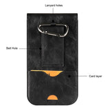 Holster Carabiner Clip Mobile Phone with Brass Spring Lock Men's Faux Leather Belt Bag for Cellphone