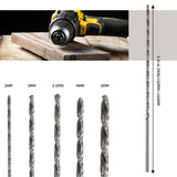 5PCS Extra Long High-speed Steel Sets Straight Shank Twist Drill Bit Tool 2-5mm for Wood
