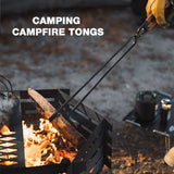 Carbon Steel BBQ Camping Firewood Clip Outdoor Campfire Tongs with Leather Handle