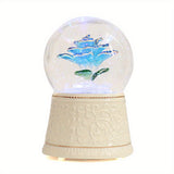 1pc, Blue Music Box Rose Flower Music Box Color Changing LED Light Musical Snow Globe Music Box Valentine's Day Gifts Birthday Gifts Wedding Decor