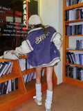 Women's American Style Retro Purple Baseball Uniform