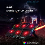 COOLCOLD K40 RGB Laptop Cooler 6-fan Coog Mute Design with Adjustable Wind Speed Stand Height Colorful Light Effect
