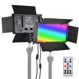 36W RGB Photography Bi-color Light Panel 352pcs LED Beads 3200K-5600K Dimmable with Metal Barndoors Remote Controller