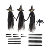Light-Up Halloween Witches Ornaments with Stakes Set - Holding Hands Screaming for Home Outside, Holidays, Porch, Garden
