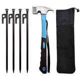 4Pcs Forged Steel Heavy Duty Unbreakable Tent Pegs with Storage Bag & Hammer for Camping Picnic