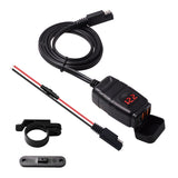 Waterproof Motorcycles Mounted Dual Charger Kit with Voltmeter Switch QC3.0 Fast Charge SAE to USB + 24W