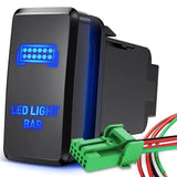 LED Light BAR Switch Push Button 12V ON OFF With Connector Wire For Toyota Switches Tacoma Tundra 4Runner Blue Backlight