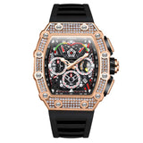 Fashion Men's Automatic Mechanical Watch ONOLA Unique Luxury Diamond Inlaid Design Waterproof Silicone Tape Watch Men Clock