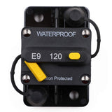 Surface-Mount Breakers 120A Waterproof Circuit Breaker Fuse Holder with Manual Reset Toggle Switch 12V- 72V DC