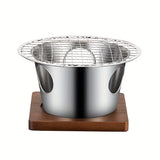 1pc Mini Alcohol Grill Stove, Grill Basket For Fish Mini BBQ Grill Alcohol Stove,  Stainless Steel Barbecue Grill, Indoor Baking Pan