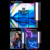 20W Handheld Photography Lamp Portable LED Light Wand with Bardoorn CRI≥ 95Ra RGB Full Color 2500K-9900K Wireless Control