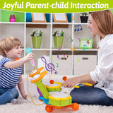 Kids Drum Set Musical Toys With 2 Drum Sticks Microphone Instruments Piano Light Up