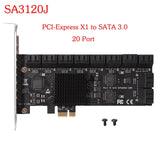 Mining 20/16/12/6 Ports 6Gb PCI Express Controller for PC Expansion Card PCIe to SATA III Converter PCIE Riser Adapter