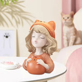 Little Bear Girl Saving Jar Statue - A Charming Children's Birthday Gift