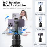 360 Auto Face Tracking Holder Smart Selfie Gimbal Stabilizer Cameraman Gesture Control QR Phone Clamp 1/4"for Vlog