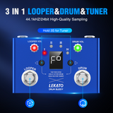 Lekato Drum Machines Looper Pedal Built-In 30 Drums 11 Mins Recoding Time High Precision Tuner 4 Loops