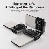 100X/150X/200X Kit w/ Lights CPL Filter Microscope Lens Phone Clip for iPhone 15/14/13/12 Android