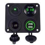 Dual USB Charger 2.1A Voltmeter 12V Cigarette lighter Power Outlet + ON-OFF Toggle Switch for Car Boat Marine Truck Camper