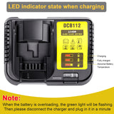 DCB112 2A Lithium for 10.8-20V Li-ion Battery Charger DCB206 DCB205 DCB204 DCB203 DCB120 DCB107 DCB115