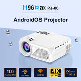 H96 Max PJ-X6 Android 11 1080P 280 ANSI BT5.4 2GB 16GB WIFI6 Home Movie Projector