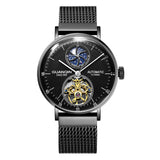GUANQIN New Mechanical Tourbillon Luxury Men's watches Steel shell Moon Phase Automatic watch for men Waterproof Leather Watch