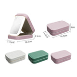 Rechargeable Compact LED Vanity Storage with Touch Screen Dimming Makeup Mirror Portable Necklace Earring Jewelry Box