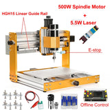 ear Guide Rail Offe Aluminum Mini CNC Router 3018 Plus Engraving 500W Spindle 5.5W 10W Laser PCB Milg hine