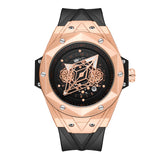 PINTIME Men Skeleton Watch Top Brand Luxury Fashion Quartz Watches For Men Silicone Strap Luminous Wristwatch With Date