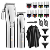RESUXI 002 Professional Cordless Rechargeable Clipper Set Low Noise Clippers and Detail Hair Trimmer for Men Barber